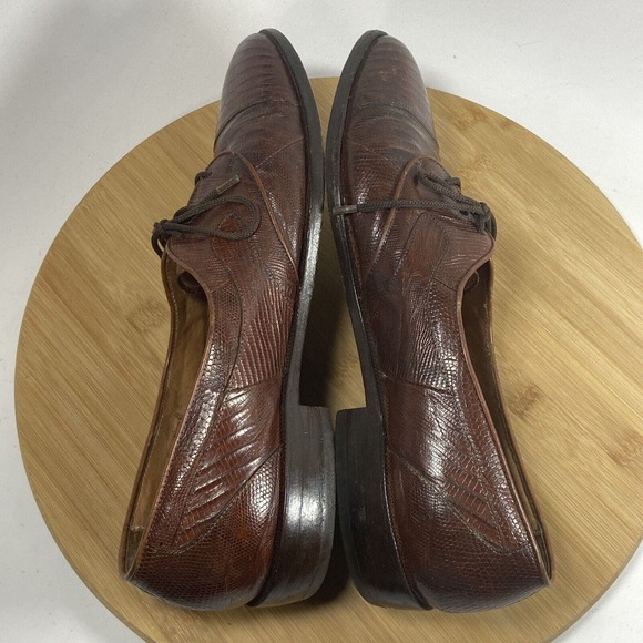 M Stuart Lizard Dress Shoes Vintage Loafers Lace Up Brown Size 8.5 - Picture 9 of 10